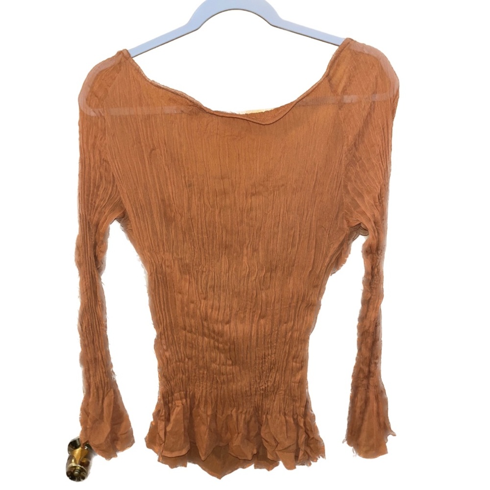 Women's Orange Ruffled Top - Picture 2 of 3